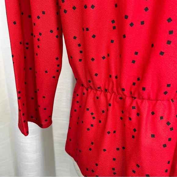 Vintage long sleeve peplum square dots blouse - Picture 6 of 8